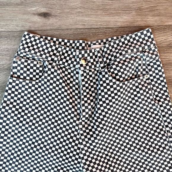 Shekou New Zealand Black And White Checkered Pattern 5 Pocket Jeans‎ Size Small - Picture 1 of 10